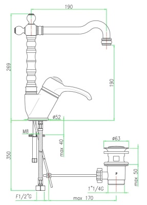 Смеситель для раковины Webert Aurora AU831702060 Медь