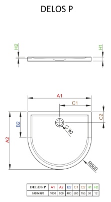Акриловый поддон для душа Radaway Delos P 90x100x5 белый