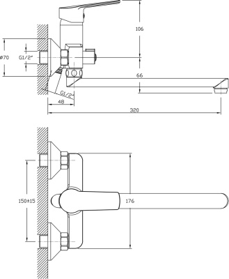 Смеситель для ванны Rush Balearic BA3935-51 универсальный Хром