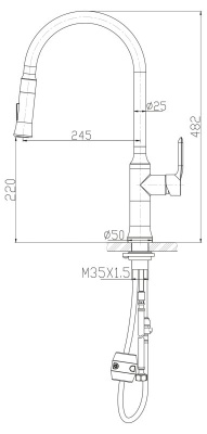 Смеситель для кухни BelBagno BB-LAM38-IN Нержавеющая сталь