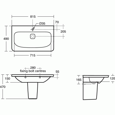 Раковина Ideal Standard Tonic II 82 K083901 Белая