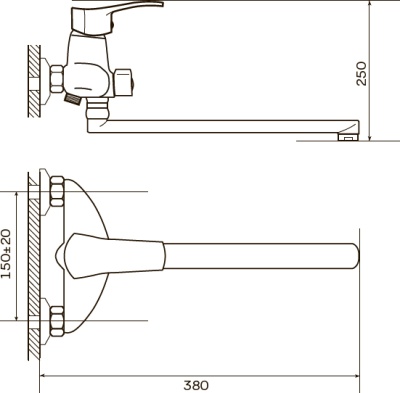 Смеситель для ванны Zerix NHK 279 ZX0551 универсальный Хром