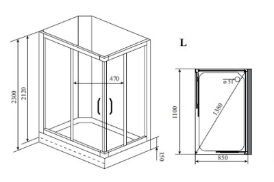 Душевая кабина Timo Lux 110x85 TL-1504L с гидромассажем