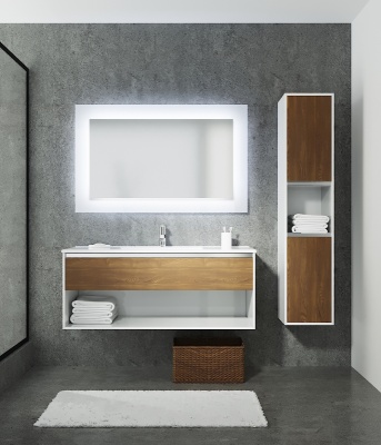 Тумба с раковиной SanVit Контур 120 kkont120 с фактурой под дерево подвесная Акация светлая