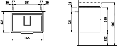 Тумба под раковину Laufen Base 70 4.0233.2.110.261.1 подвесная Белая глянцевая