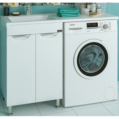 Тумба с раковиной СанТа Лидер 120 L 700218+900104 Белая