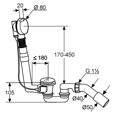 Слив-перелив Kludi Rotexa 2140605-00 полуавтомат Хром Белый
