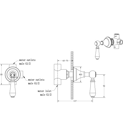 Переключатель потоков Boheme Medici 622 для душа Бронза