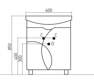 Тумба под раковину Mixline Магнолия 60 525882 Белая