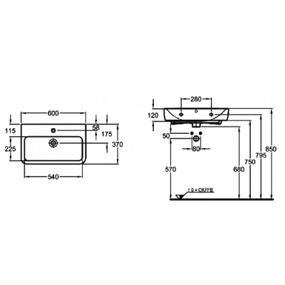 Раковина Geberit (Keramag) Renova Nr. 1 Comprimo 226160000 Белая