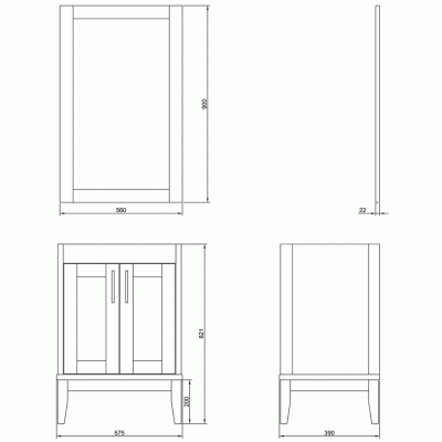 Комплект мебели для ванной ValenHouse Эйвори 60 AVК60Б Белый ручки Хром