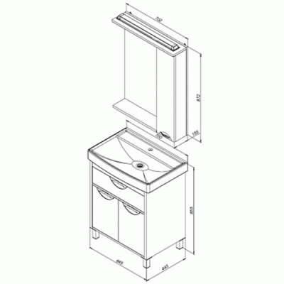 Комплект мебели для ванной Aquanet Гретта 70 239430 Светлый дуб