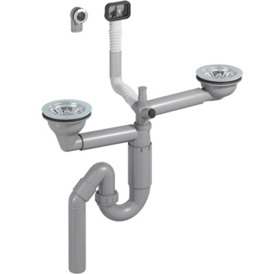 Сифон для кухонной мойки Prevex P-loc PL2-D9CR5-SANT-01 Серый