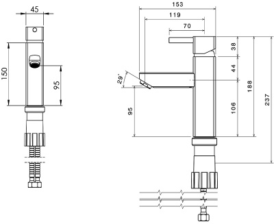 Смеситель для раковины Shouder Unique 0170206 Золото