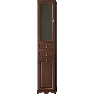 Шкаф пенал Opadiris Риспекто 40 L 00000000798 с бельевой корзиной Орех антикварный ручки Бронза