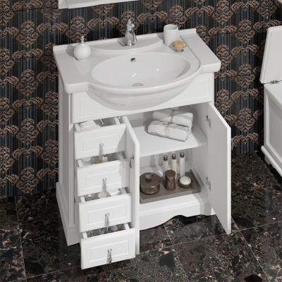 Комплект мебели для ванной Opadiris Клио 70 Белый матовый со светильником Рустика Хром