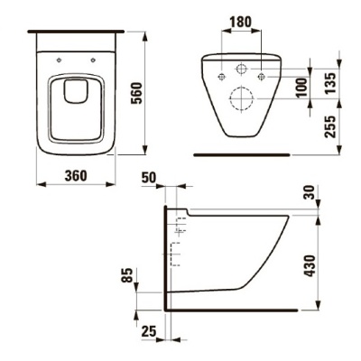 Унитаз Laufen Palace New 8.2070.0 подвесной без сиденья