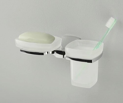 Стакан для зубных щеток с мыльницей WasserKRAFT Wern K-2526 Хром