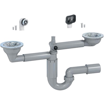 Сифон для кухонной мойки Prevex P-loc PL2-D9C45-SANT-01 Серый