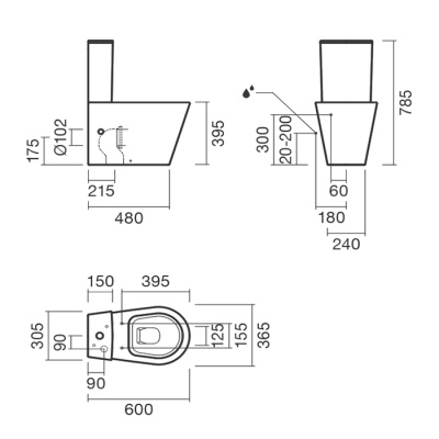 Чаша унитаза Sanitana Glam S10069323300000 без бачка и сиденья