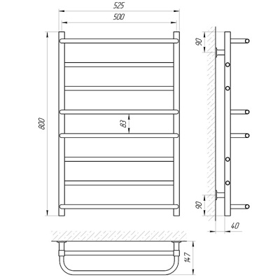 Электрический полотенцесушитель Laris Комфорт П8 80х50 Белый Электрический полотенцесушитель Laris Комфорт П8 80х50 Белый