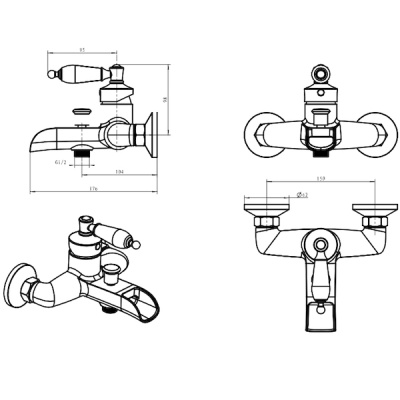 Смеситель для ванны Boheme Vogue 213 Золото