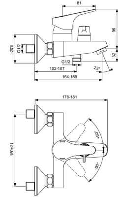 Смеситель для ванны Vidima Next BA371AA Хром