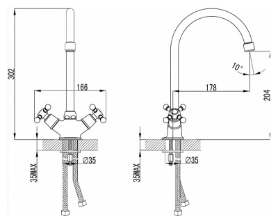 Смеситель для кухни Milardo Cadiss CADSB00M05 хром Смеситель для кухни Milardo Cadiss CADSB00M05 хром