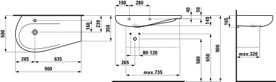 Раковина Laufen Alessi One 90 8.1497 чаша слева