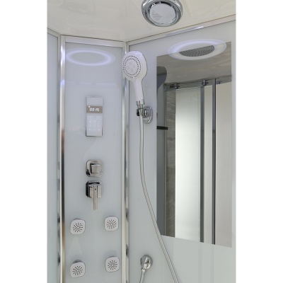 Душевая кабина Black&White Galaxy G5503-90х90 с гидромассажем профиль Серебристый хром задняя стенка Белая Душевая кабина Black&White Galaxy G5503-90х90 с гидромассажем профиль Серебристый хром задняя стенка Белая