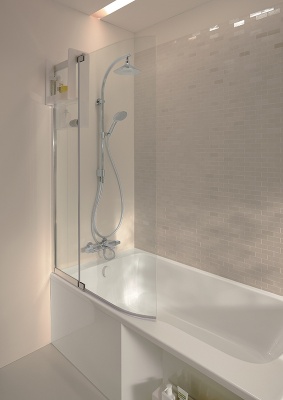 Шторка на ванну Jacob Delafon Bain Douche Malice 95x150 E6D069-GA Хром стекло прозрачное