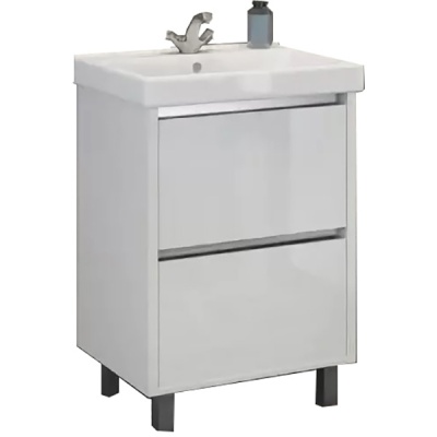 Тумба с раковиной Comforty Дублин 60 4137134 Белый глянец