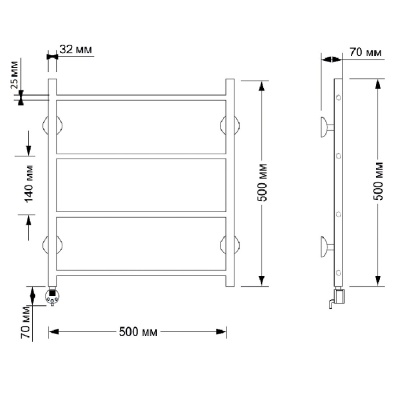 Электрический полотенцесушитель Secado Триада 1 плюс 50х50 Бронза