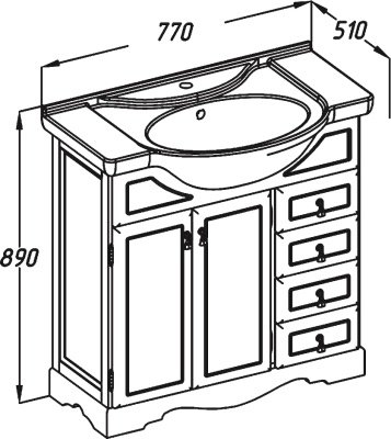 Тумба под раковину Opadiris Клио 70 00-00002502 Белая матовая