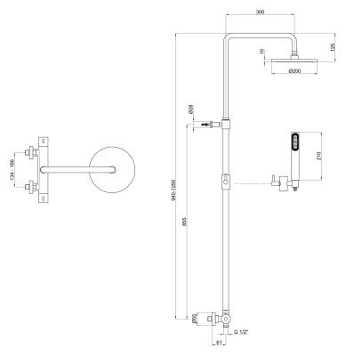 Душевая система Webert Elio EL980507 Хром с верхним душем PVC