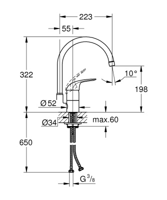 Смеситель для кухни Grohe Euroeco New 32752000 Хром