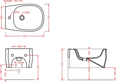 Биде Artceram Azuley AZB001 05 00 подвесное Белое матовое