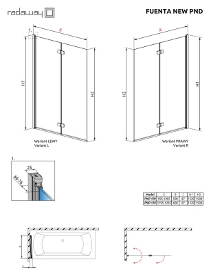 Шторка на ванну Radaway Fuenta New PND 100 L профиль Хром стекло прозрачное Шторка на ванну Radaway Fuenta New PND 100 L профиль Хром стекло прозрачное