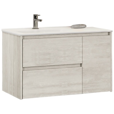 Тумба с раковиной Comforty Бремен 90 4142375 подвесная Дуб белый