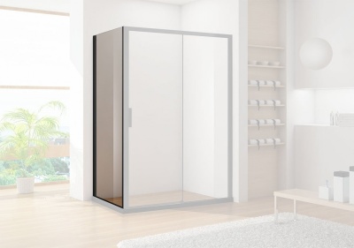 Душевая стенка Aquanet Pleasure AE60-F-100H200U-BT 100 профиль Черный стекло прозрачное