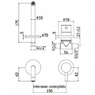 Смеситель для раковины Paffoni Light LIG006NO70 Черный матовый