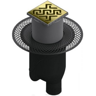 Душевой трап Berges Wasserhaus Platz Antik 150x150 092061 с решеткой Золото глянец