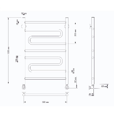 Водяной полотенцесушитель Secado Валенсия 2 50х100 Бронза
