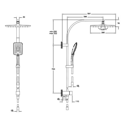 Душевая система Vitra Shine Square A45699EXP Хром