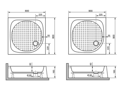 Акриловый поддон для душа RGW Acrylic Lux/Tn 90x90x16 без сифона