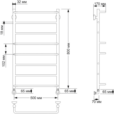Водяной полотенцесушитель Secado Верона 1 50х80 Бронза