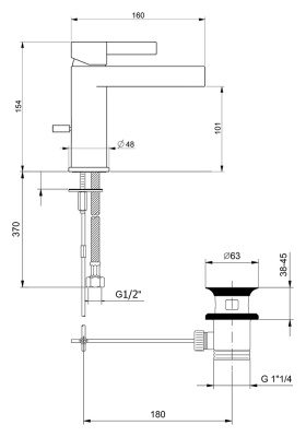 Смеситель для раковины Webert DoReMi DR830102560 Черный матовый