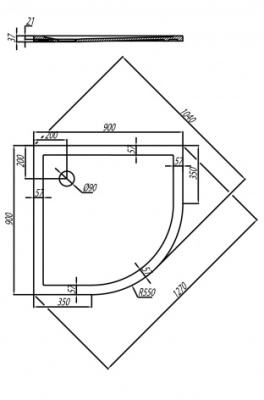 Душевой поддон из искусственного камня Акватон Калифорния 90x90 радиальный Белый