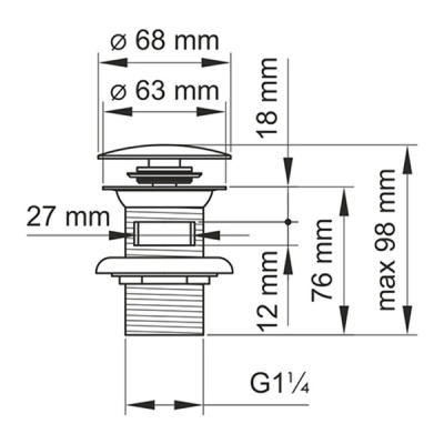 Донный клапан WasserKRAFT A073 click-clack Хром