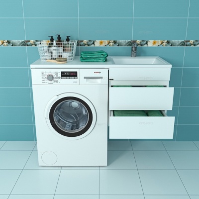 Тумба с раковиной СанТа Марс 110 R 700262+900113 подвесная Белая